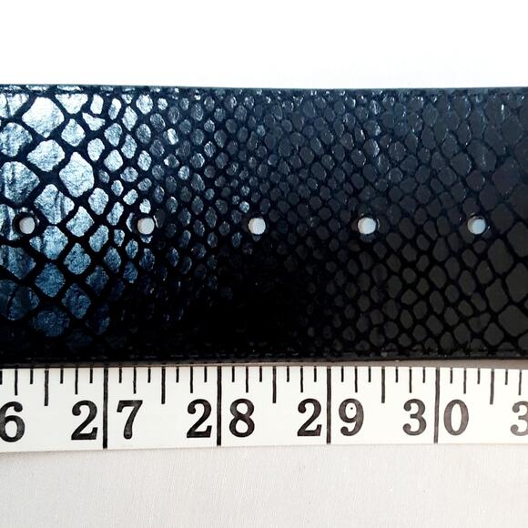 BCBGMaxazria Vintage Wide Black Snake Embossed Faux Leather Belt Size Small main image 5